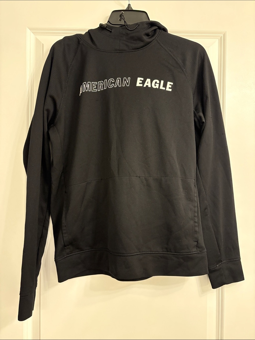 American Eagle Outfitters Black Hoodie Sweater with White Logo